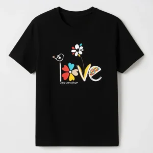 Women’s "Love One Another" Graphic T-Shirt – Premium Black Cotton Casual Tee