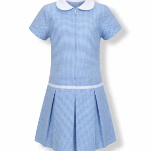 Older Girls' Classic Light Blue Gingham School Dress – Pleated Summer Uniform